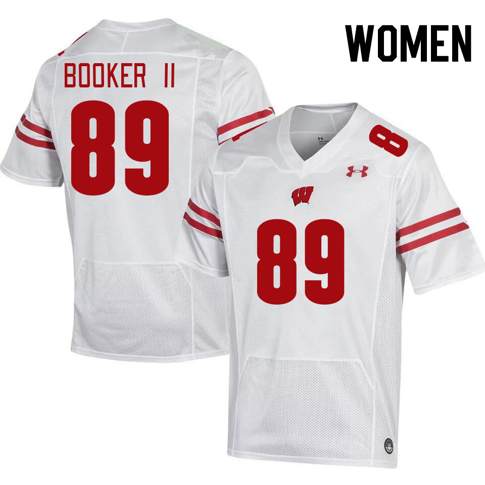 Women #89 Rob Booker II Wisconsin Badgers College Football Jerseys Stitched-White